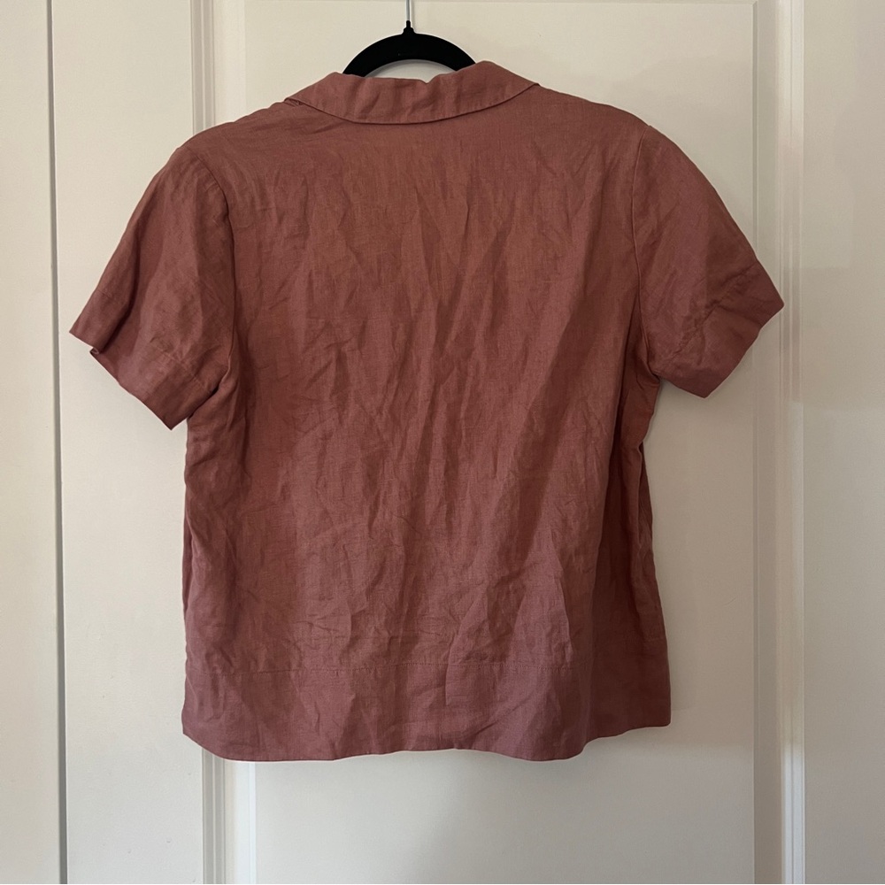 Everlane The Notch Shirt In Linen Dusk Rose - Discontinued - Picture 8 of 12